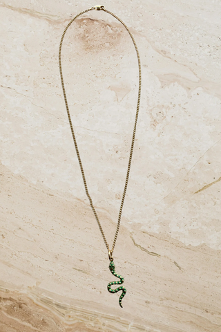 Beaded Snake Pendant on a Curb Chain