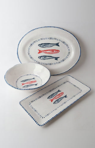 Melamine Nautical Sardine Oval Platter