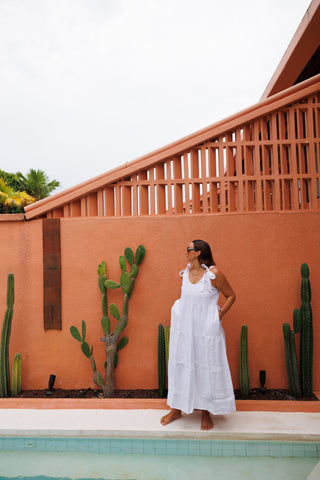 Bonita Shoulder Tie Maxi - White Linen