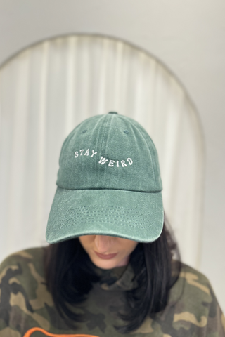 Dad Cap - "Stay Weird" - Forest Green