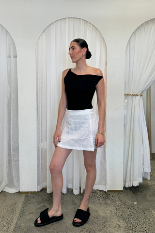 The Oli Linen Mini Skirt - White