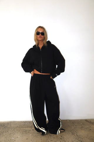 Cropped Hoodie - Black & Butter