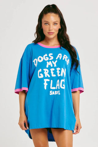 The Very Oversized Green Flag Tee - Blue