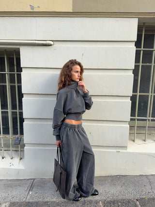 Acid Wash Trackpant - Charcoal