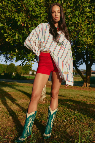 The Plain Knit Bike Shorts - Red