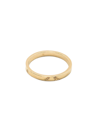 18k Gold Etched Sun Band Ring