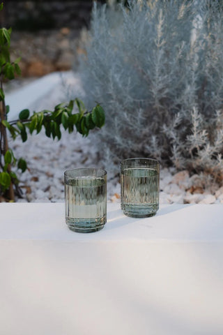 Olive Green Ribbed Set 2 Tumblers