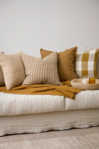 Spencer Feather Filled Cushion - Ochre/Natural