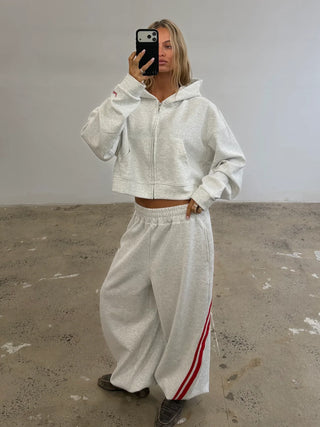 Cropped Hoodie - Grey & Red