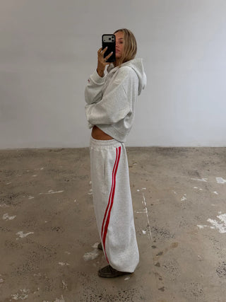 Cropped Hoodie - Grey & Red