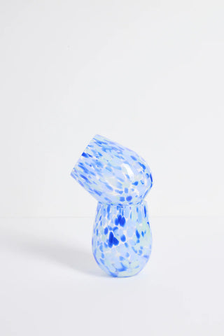 Stemless Blue Green Splatter Wine Glass