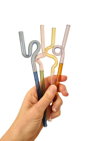 Curly Glass Drinking Straws