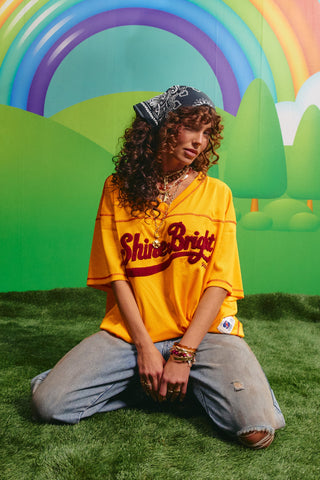 The Shine Bright Mesh Tee - Yellow