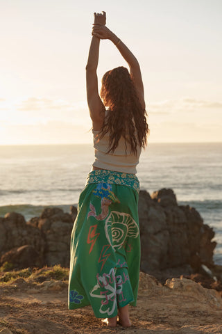 The Seas The Day Maxi Skirt - Green