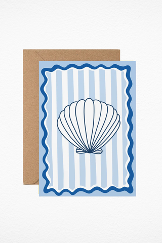 Blue Shells Stripes - Greeting Card/ Birthday Card