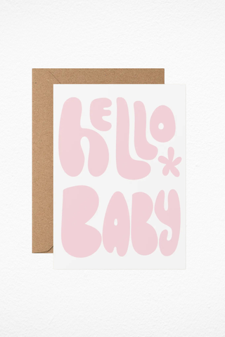 Hello Baby Pink - Newborn Card/ Baby Shower Card