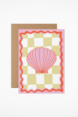 Pink Wavy Shell - Greeting Card