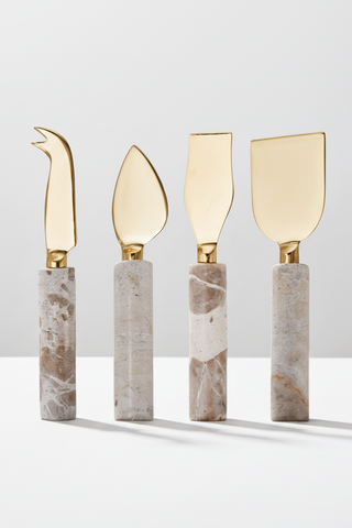 Carprani Cheese Knife 4pcs Set - White & Beige