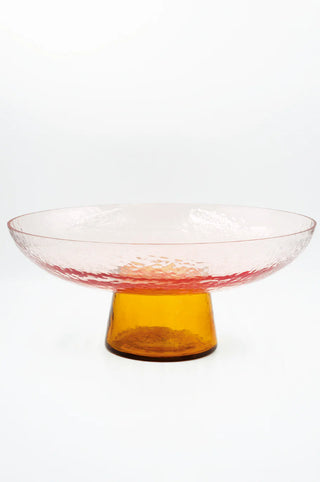 Glass Pedestal Bowl - Rose & Amber