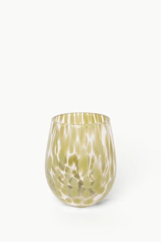 Stemless Olive Splatter Wine Glass