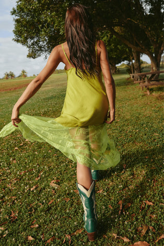 The Lace Maxi Dress - Chartreuse