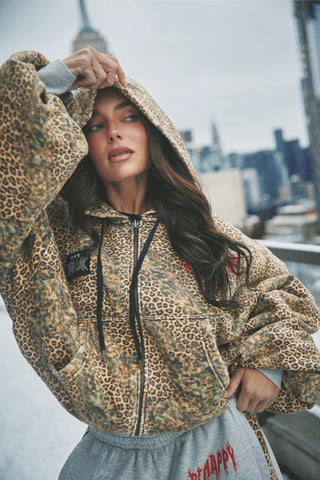 The Be Happy Leopard Padded Bomber