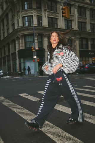 The Be Happy Wide Leg Sweatpants - Gingham