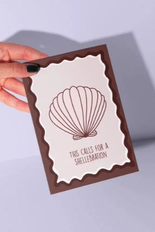 Calls For A Shellebration Greeting Card. Brown, Wavy, Shell