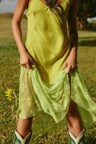 The Lace Maxi Dress - Chartreuse