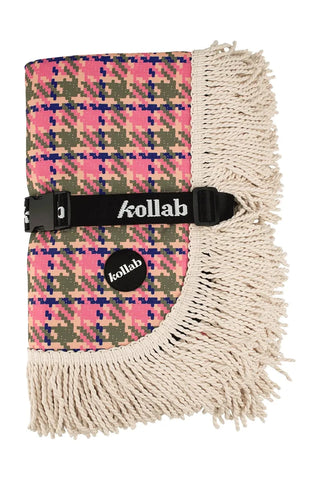 Fringed Picnic Mat - Pink Houndstooth