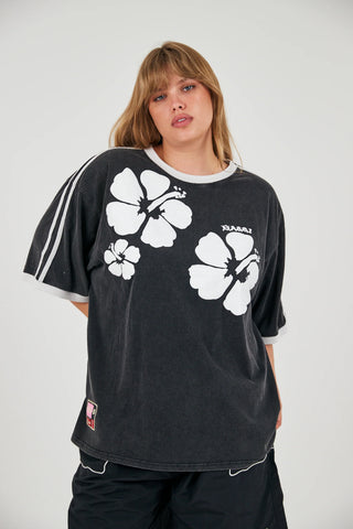 The Hibiscus Tee - Washed Black