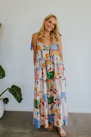 Bonita Shoulder Tie Maxi Dress - Euro Summer