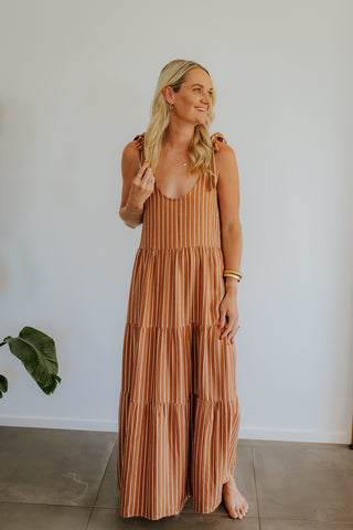 Bonita Shoulder Tie Maxi Dress - Capri