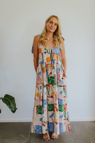 Bonita Shoulder Tie Maxi Dress - Euro Summer