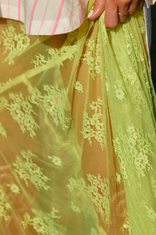 The Lace Maxi Skirt - Chartreuse