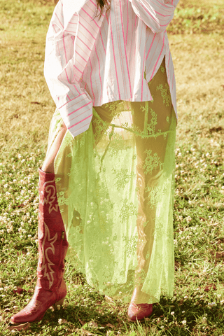 The Lace Maxi Skirt - Chartreuse