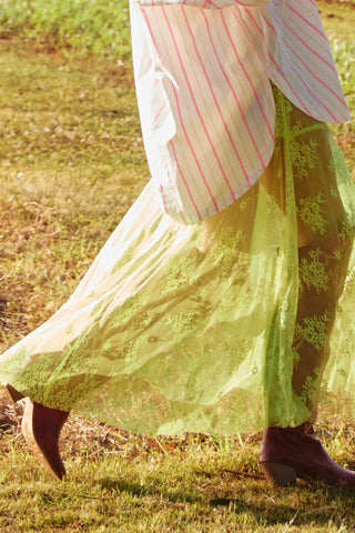 The Lace Maxi Skirt - Chartreuse