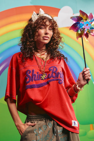 The Shine Bright Mesh Tee - Red