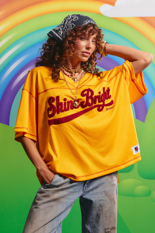 The Shine Bright Mesh Tee - Yellow