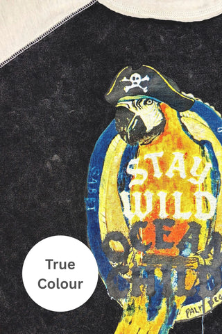 The Stay Wild Raglan Tee - Black