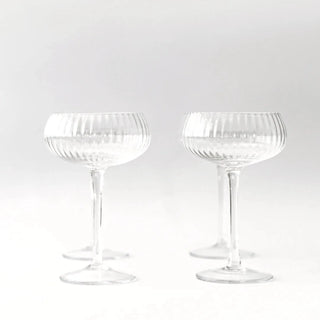 Ribbed Champagne Coupe- Set 4 Clear