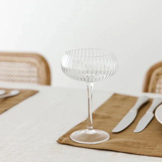 Ribbed Champagne Coupe- Set 4 Clear