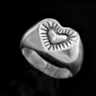 Heart Signet Ring - Silver