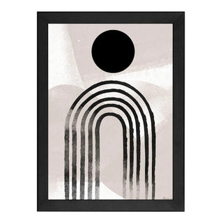 Curve Line Framed Print Black - A4