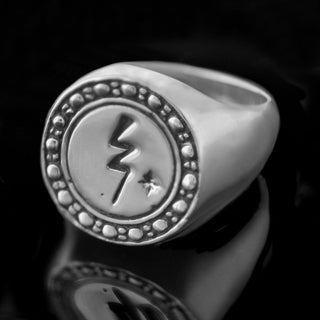 Lightning Bolt Signet Ring - Silver
