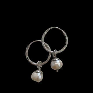 Pearl Drop Earrings Silver Pair