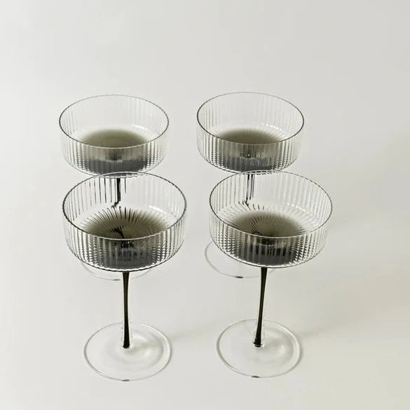 Ribbed Cocktail Glasses- Set 4 Charcoal – Home Lab